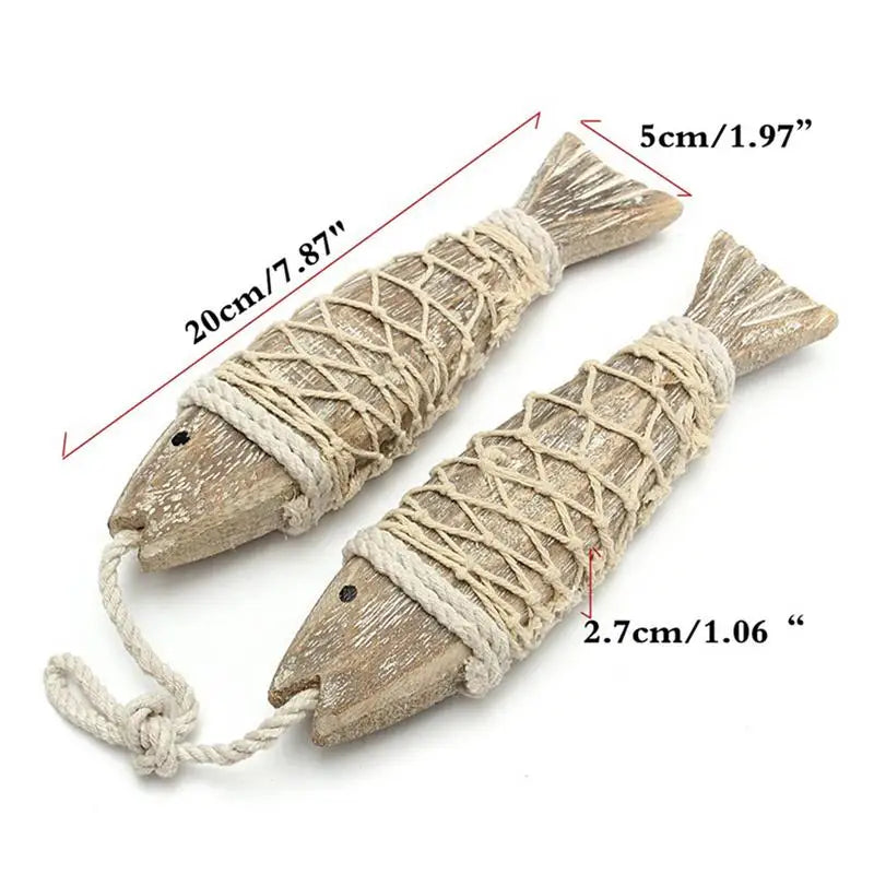 Hand-Carved Wooden Fish, Pair