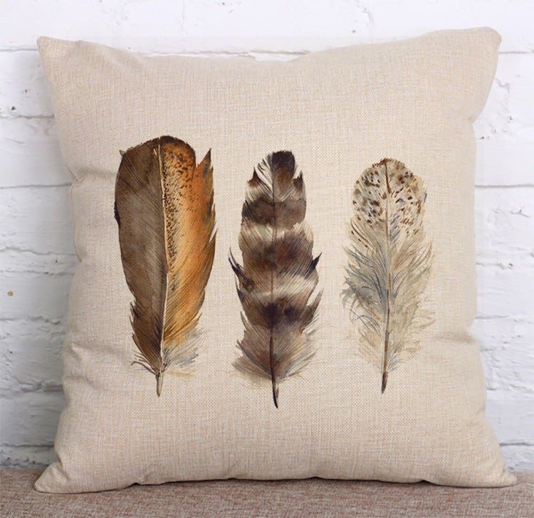 Watercolor Feather Pillow Cover