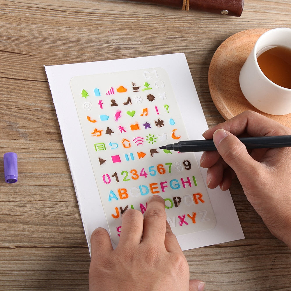 24pcs DIY Drawing Journal Plastic Stencil Set