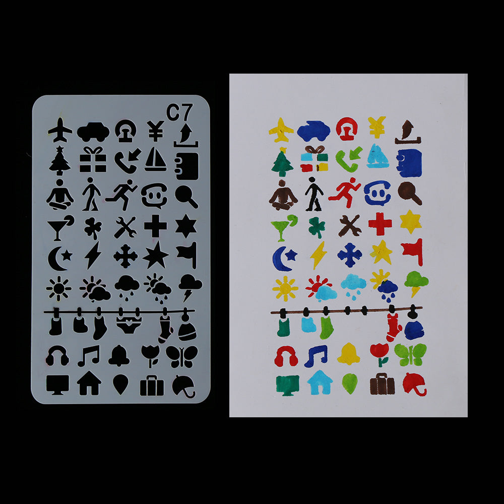 24pcs DIY Drawing Journal Plastic Stencil Set