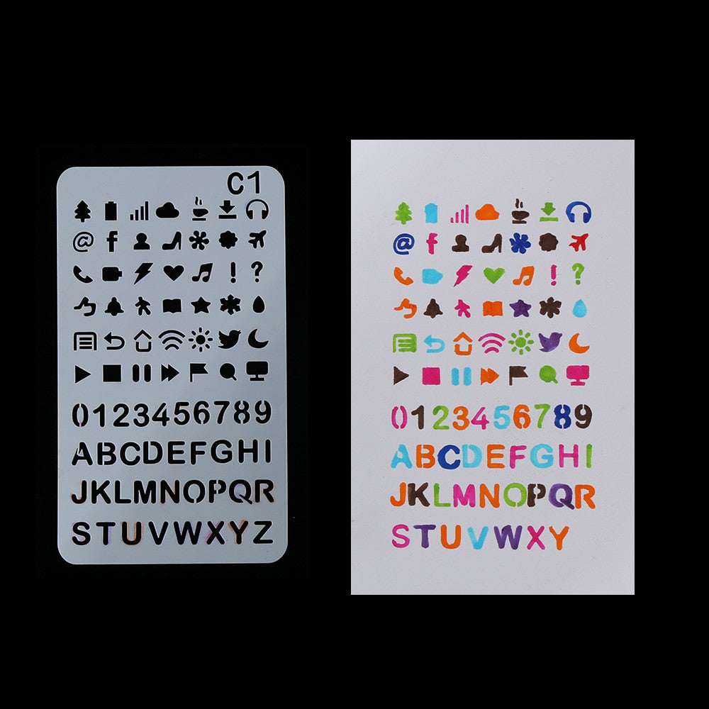 24pcs DIY Drawing Journal Plastic Stencil Set