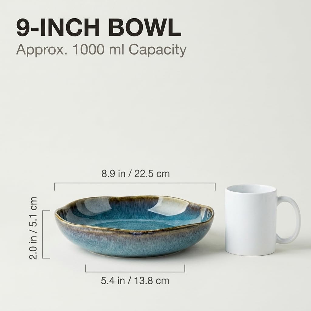 Decorative Ceramic Bowl Tray with Reactive Glaze