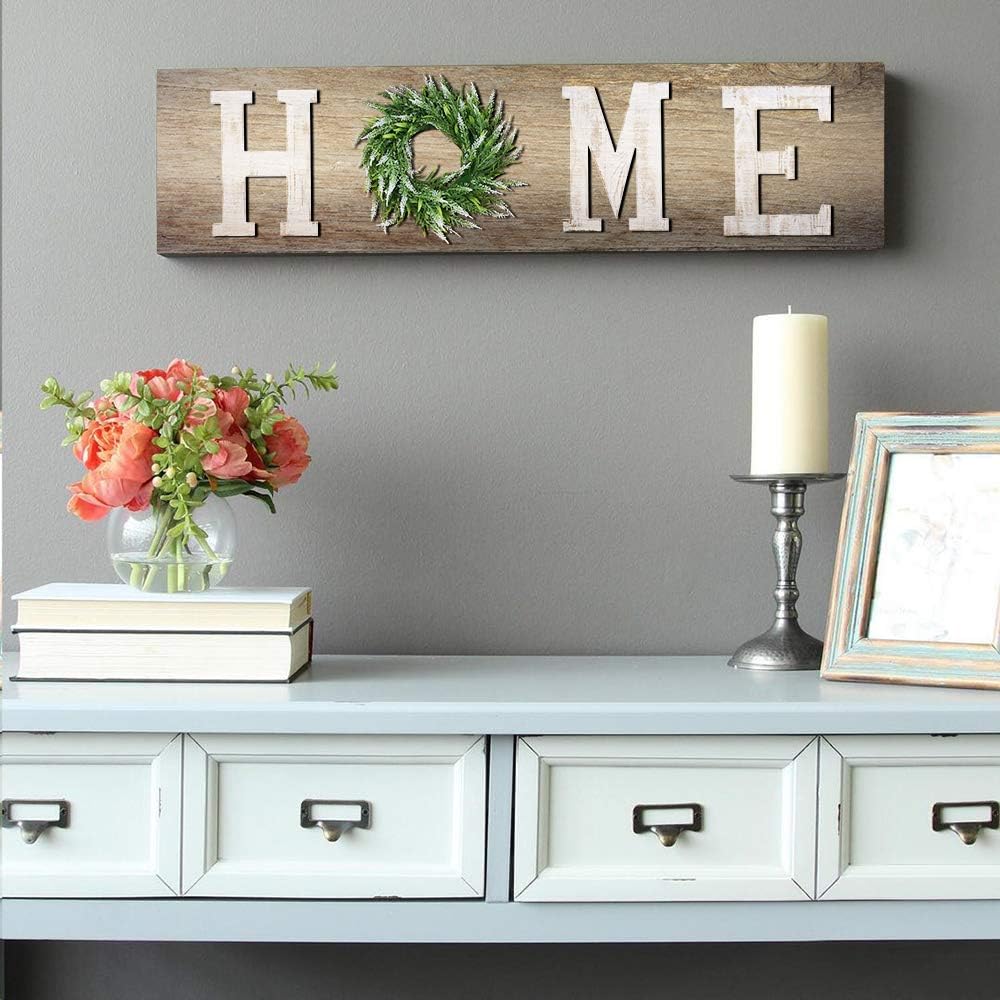 LOSOUR Letters With Wreath - Farmhouse Decor for Home, Wood Letters Decorative Sign for Living Room, Entry Way, Kitchen (White)