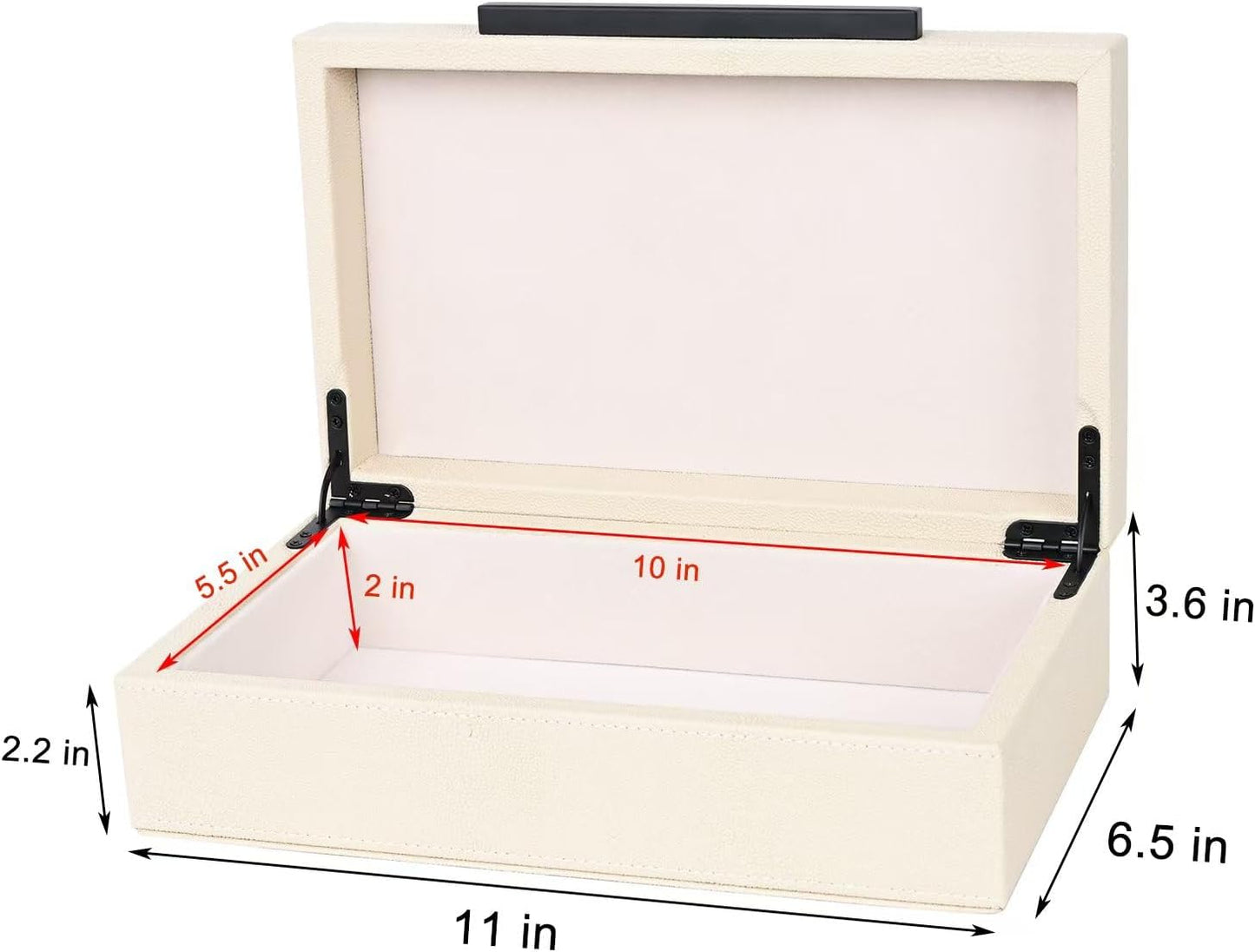 XIGEXIGE Set of 3 Beige Shagreen Decorative Storage Boxes with Black Metal Handles –Faux Leather Large Modern Stackable Nesting Jewelry Box with Lids Organizer