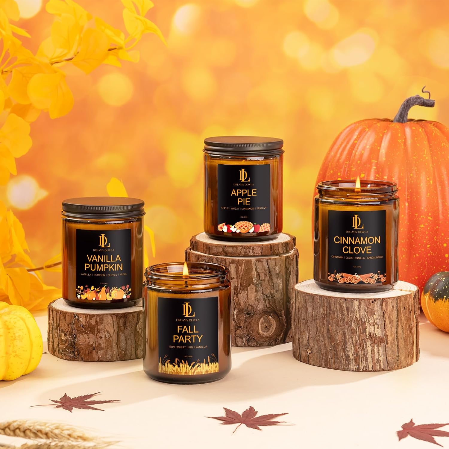Fall Candles Set, 4 of 28oz Soy Wax Scented Candle
