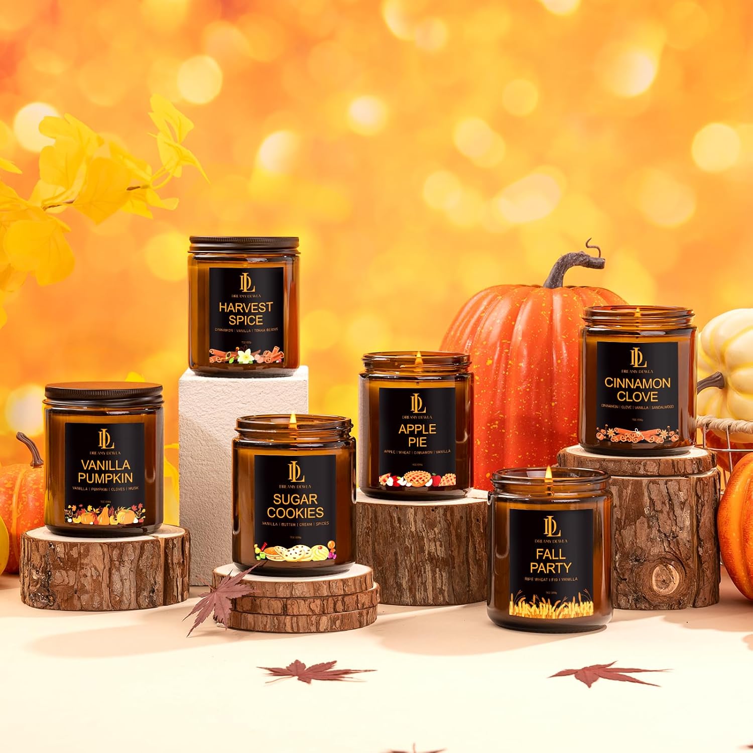 Fall Candles Set, 4 of 28oz Soy Wax Scented Candle