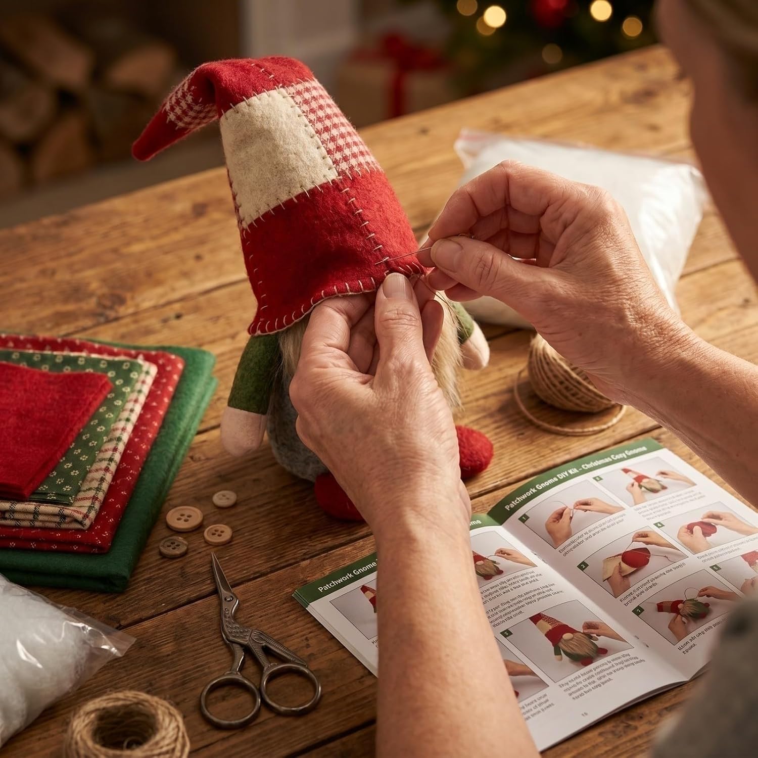 Handcrafted DIY Patchwork  Gnome Sewing Kit