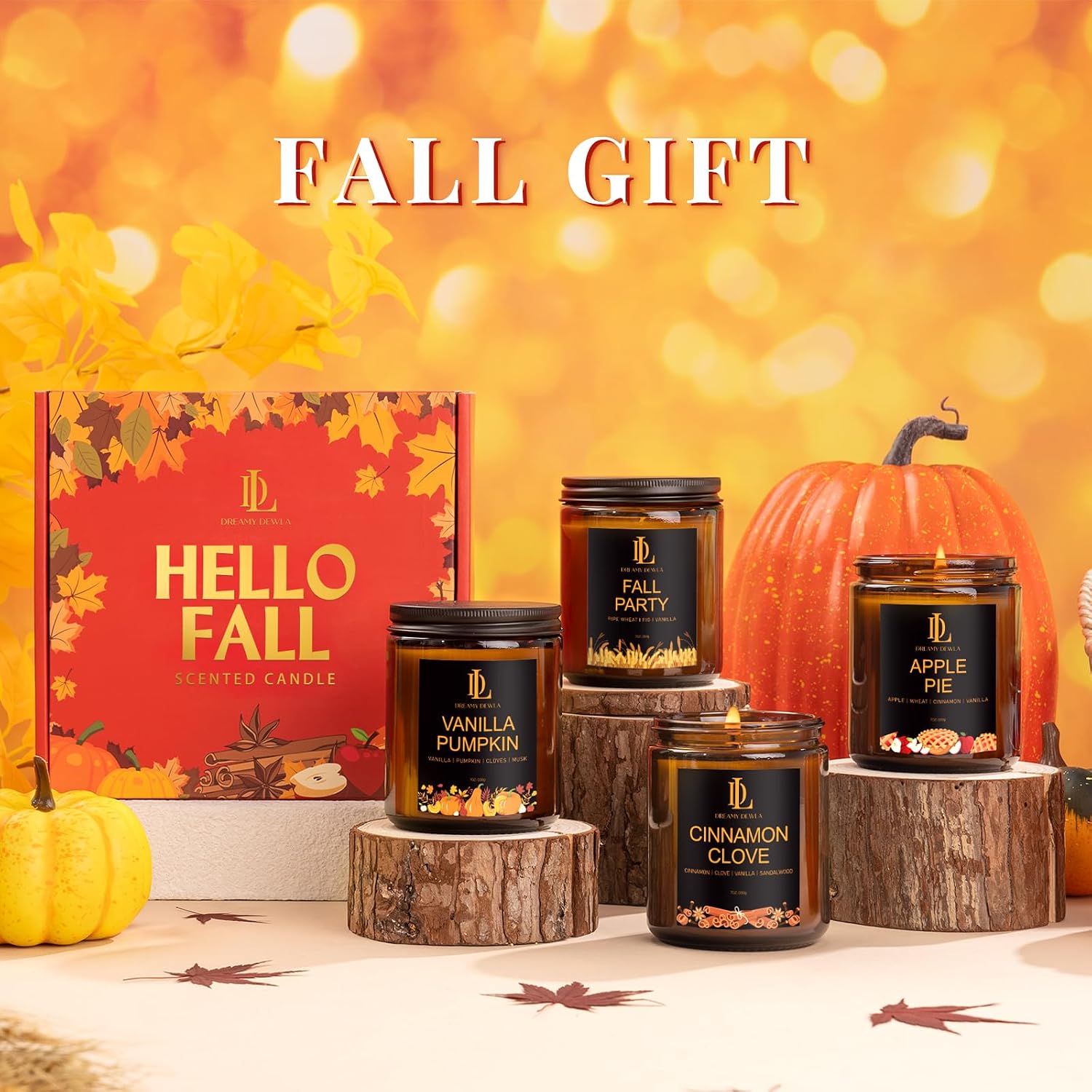 Fall Candles Set, 4 of 28oz Soy Wax Scented Candle