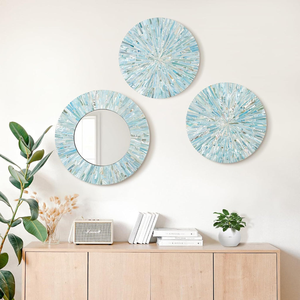 Handmade Mother of Pearl Coastal Wall Plates Art Decoration