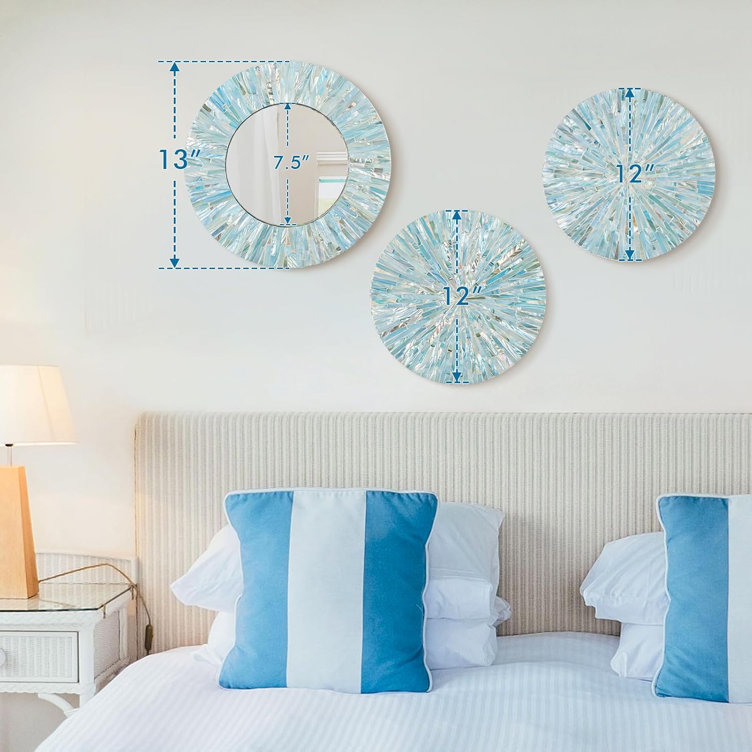 Handmade Mother of Pearl Coastal Wall Plates Art Decoration
