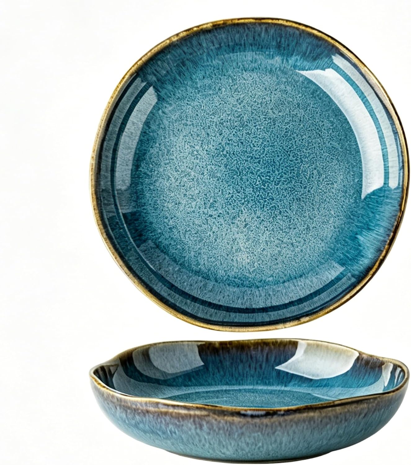 Decorative Ceramic Bowl Tray with Reactive Glaze