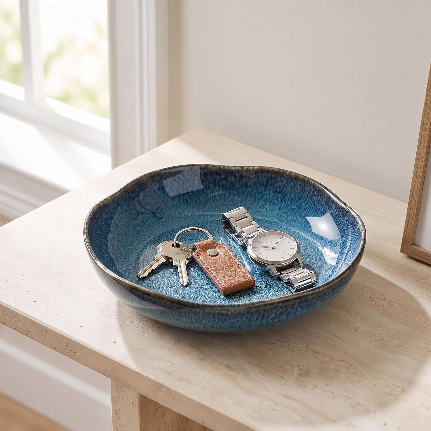 Decorative Ceramic Bowl Tray with Reactive Glaze