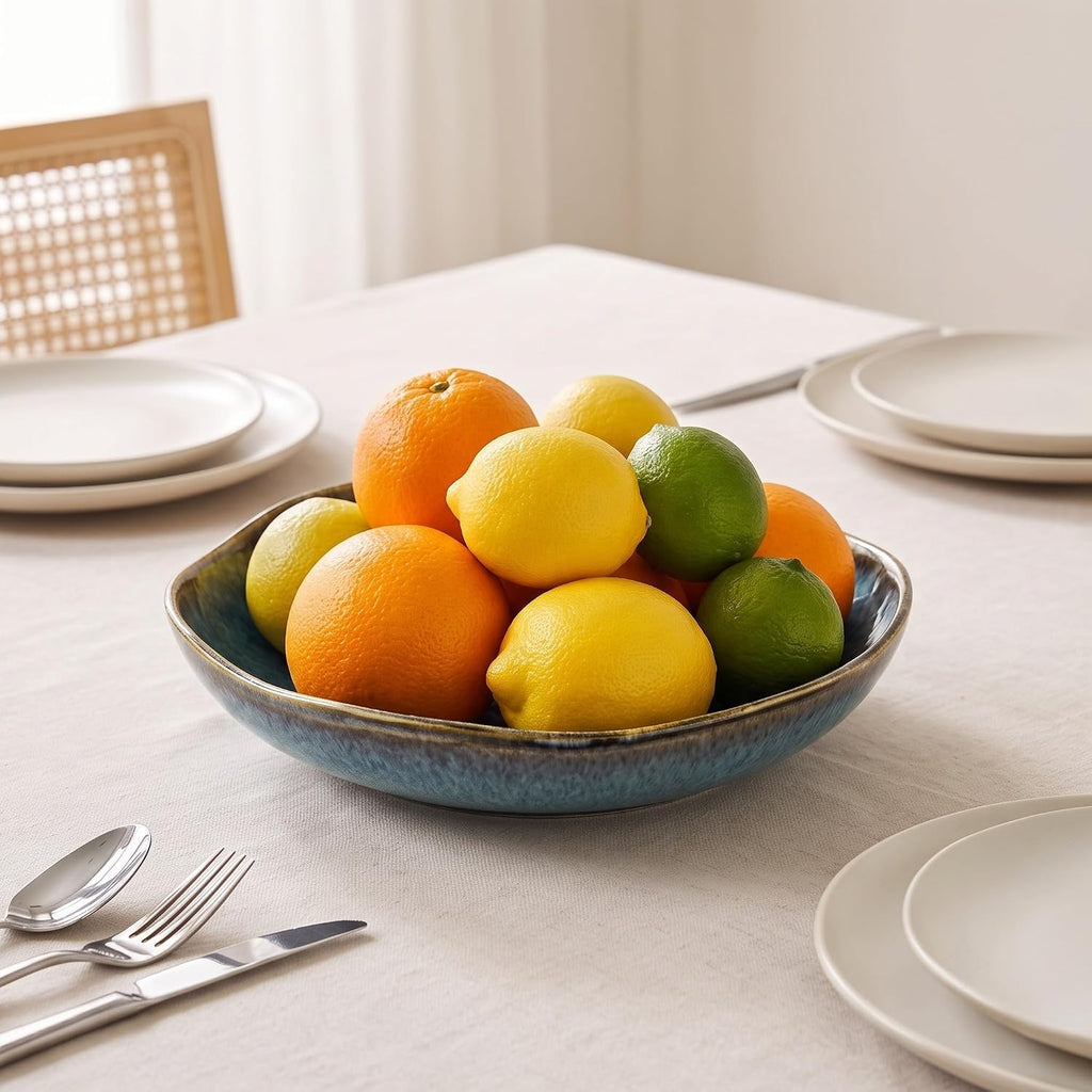 Decorative Ceramic Bowl Tray with Reactive Glaze