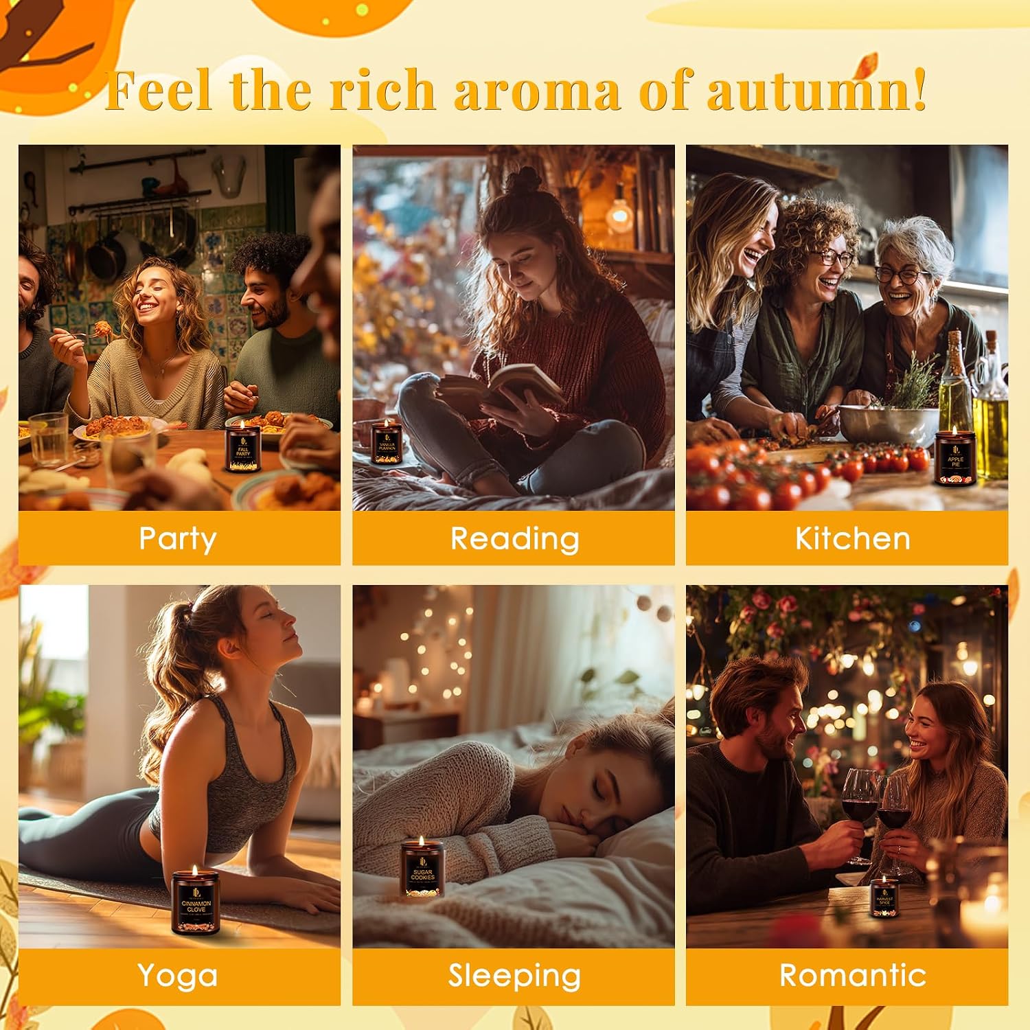 Fall Candles Set, 4 of 28oz Soy Wax Scented Candle