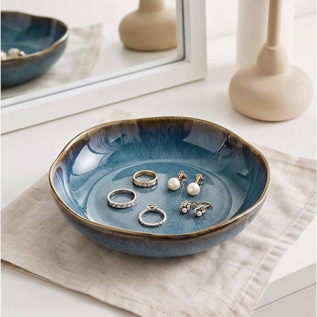 Decorative Ceramic Bowl Tray with Reactive Glaze