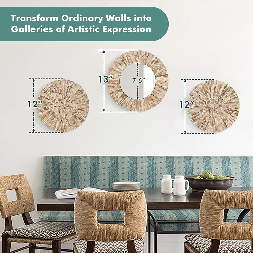 Handmade Mother of Pearl Coastal Wall Plates Art Decoration