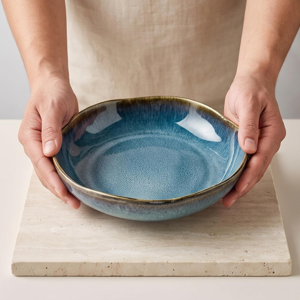 Decorative Ceramic Bowl Tray with Reactive Glaze