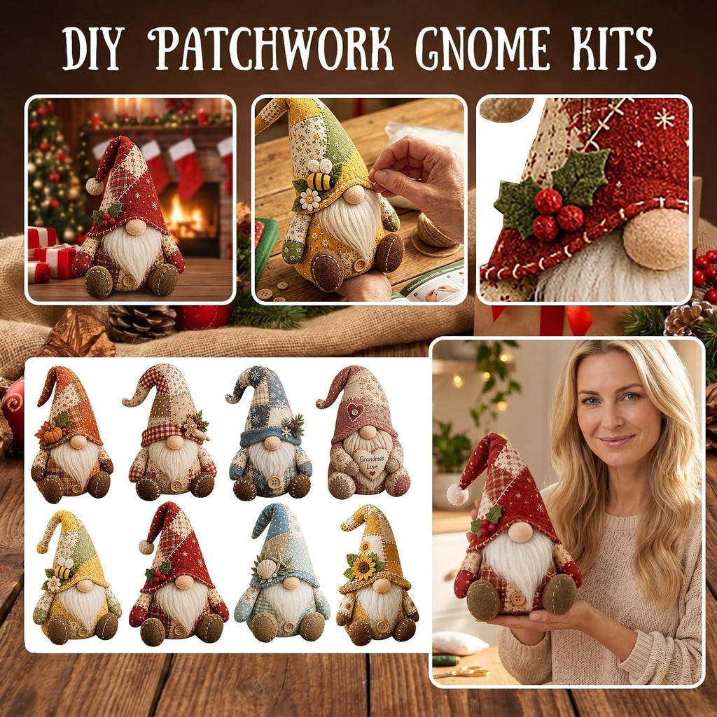Handcrafted DIY Patchwork  Gnome Sewing Kit