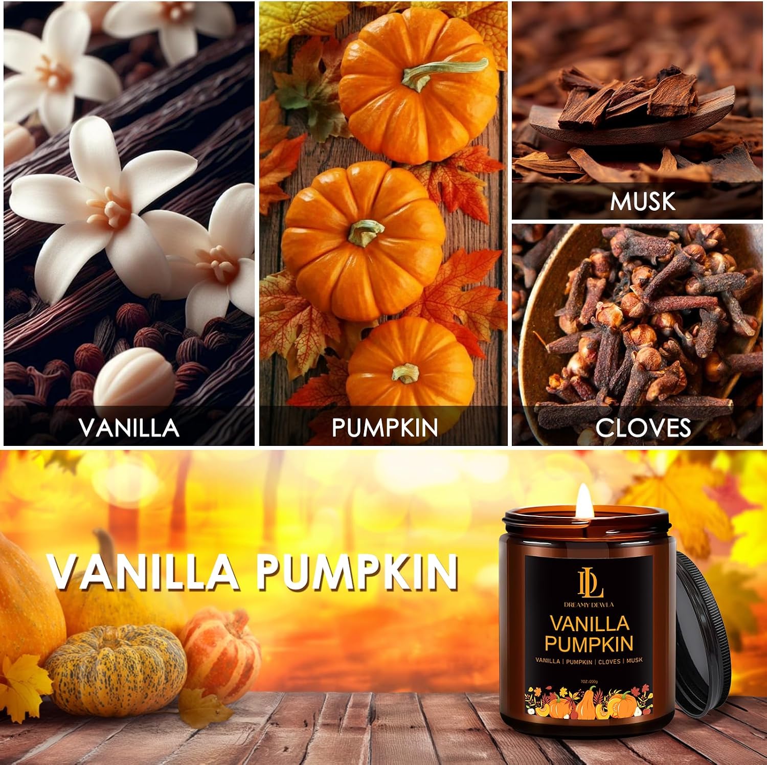 Fall Candles Set, 4 of 28oz Soy Wax Scented Candle