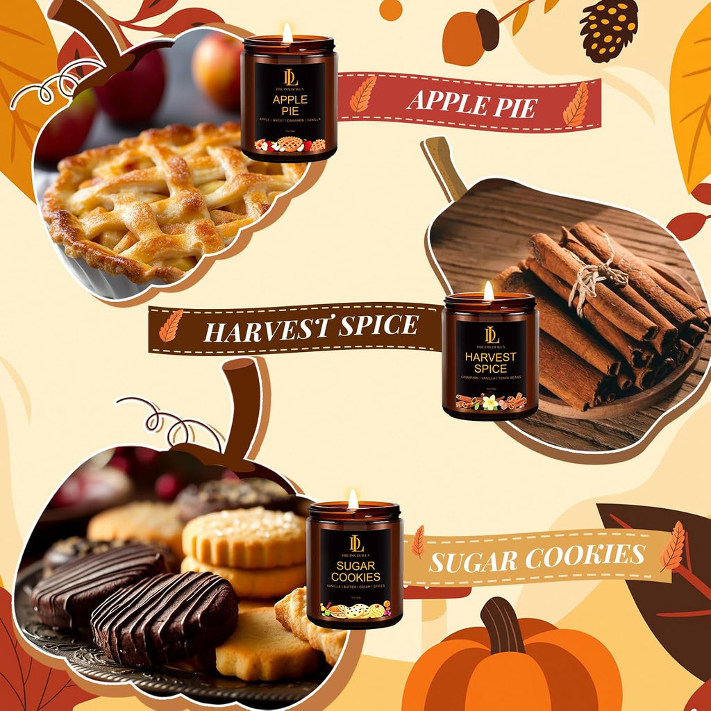 Fall Candles Set, 4 of 28oz Soy Wax Scented Candle