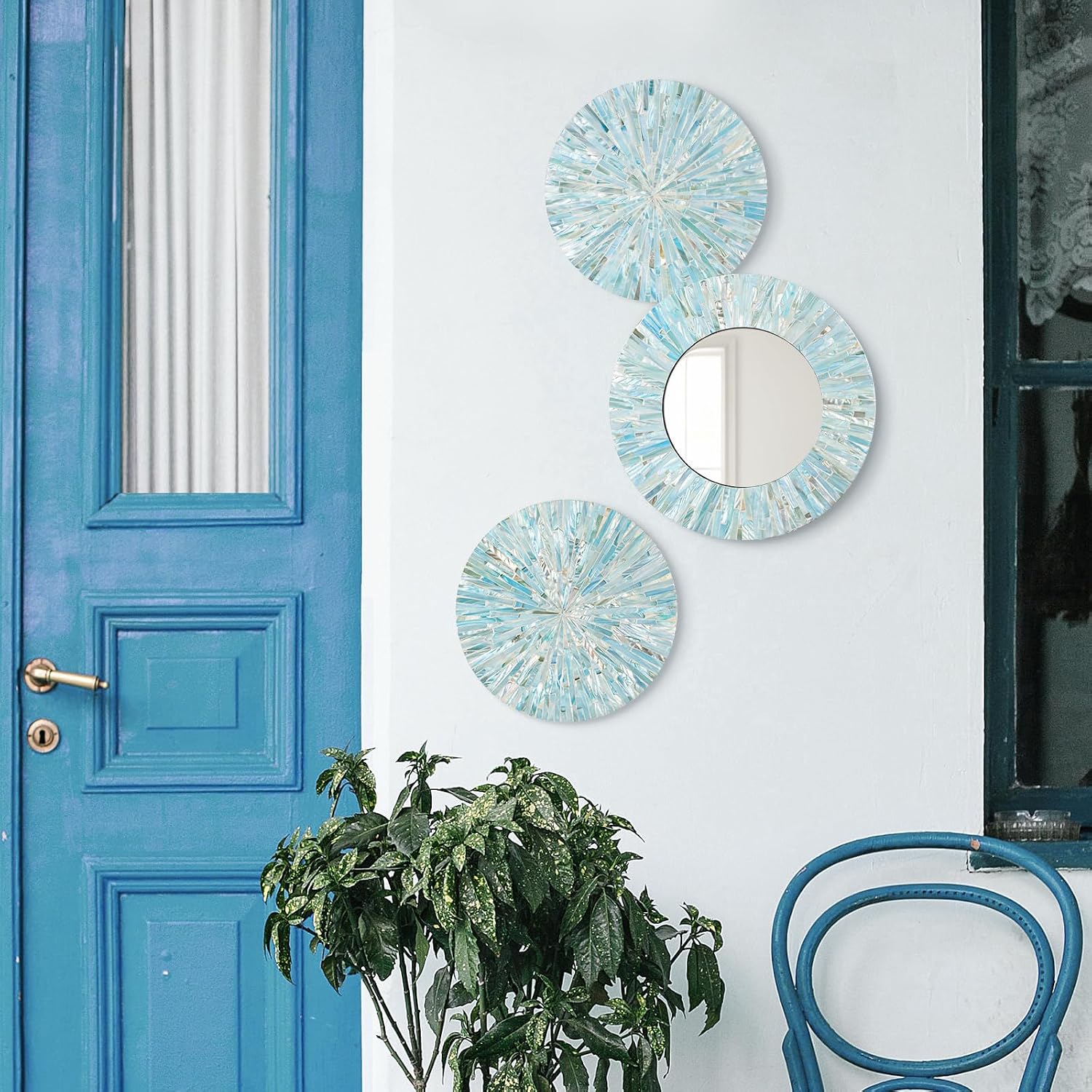Handmade Mother of Pearl Coastal Wall Plates Art Decoration