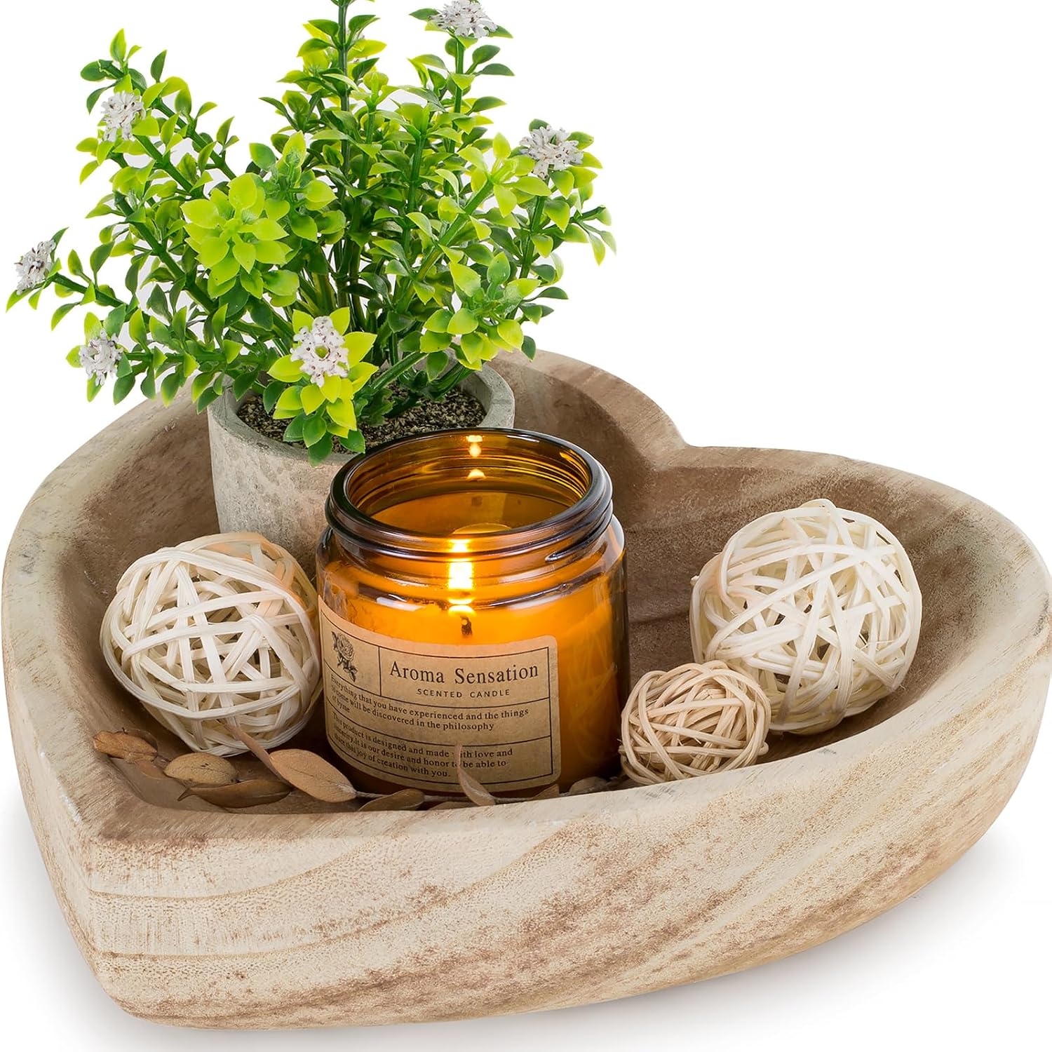 Decorative Dough Wood Bowl: Small Heart Shaped Bowls