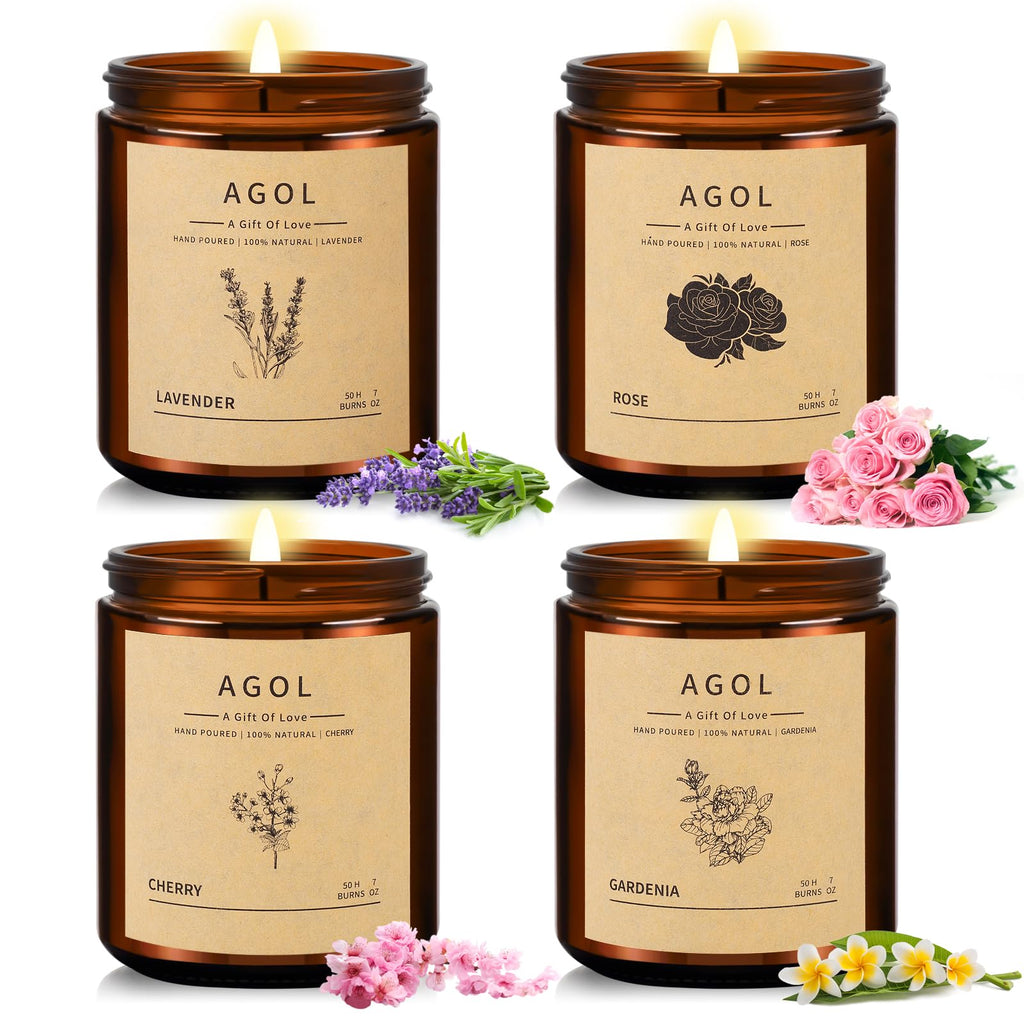 4 Pack Of Amber Jar Scented Candles