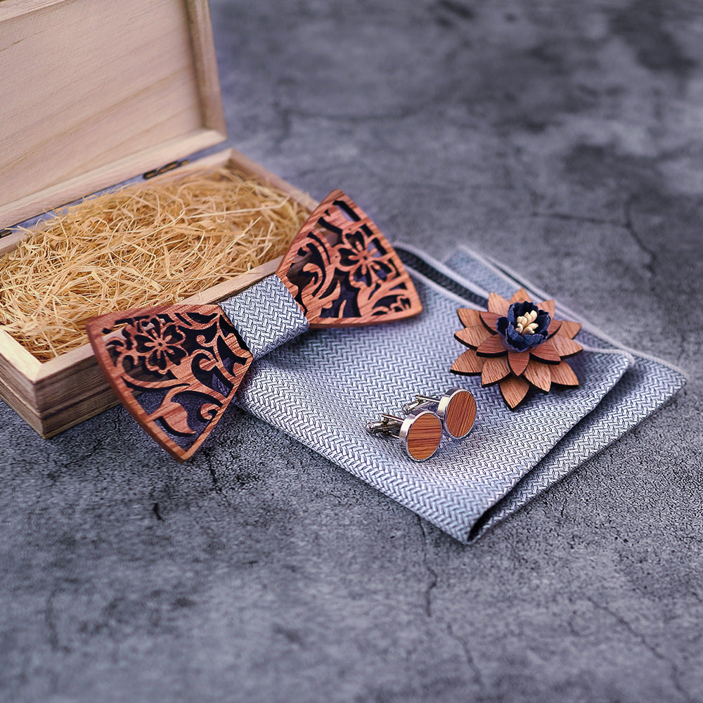 Wooden Bow Tie Set