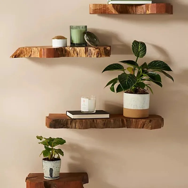 Set of 4 Live Edge Floating Shelves
