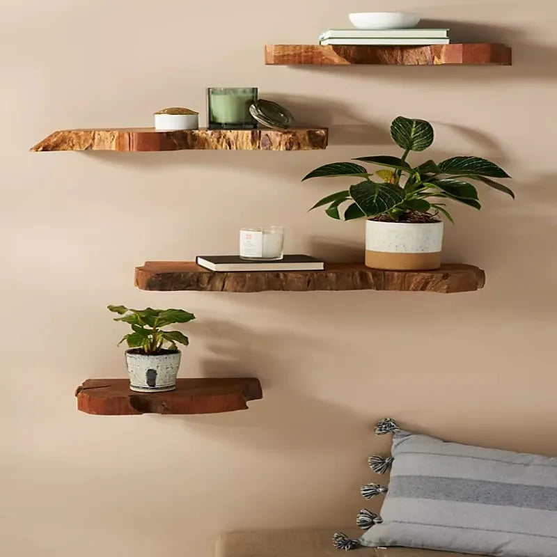 Set of 4 Live Edge Floating Shelves