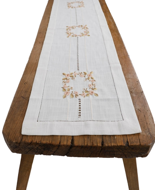 Xia Home Fashions Crewel Rose Placemats Embroidery Hemstitch 14x20