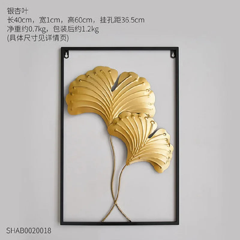 3D Botanical Iron Leaf Metal Wall Hanging