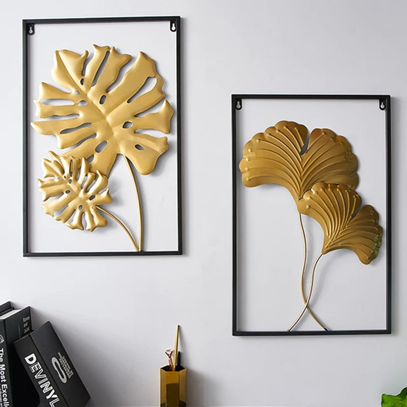 3D Botanical Iron Leaf Metal Wall Hanging
