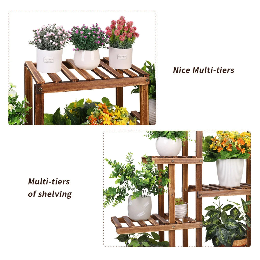 9 Tiers Heavy Duty Wooden Plant Stand