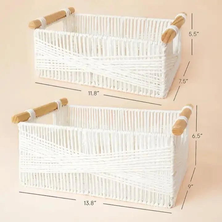 Paper Rope Rectangle Wicker Baskets