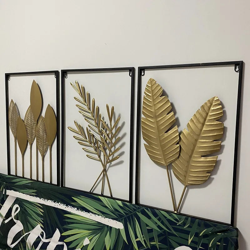 3D Botanical Iron Leaf Metal Wall Hanging
