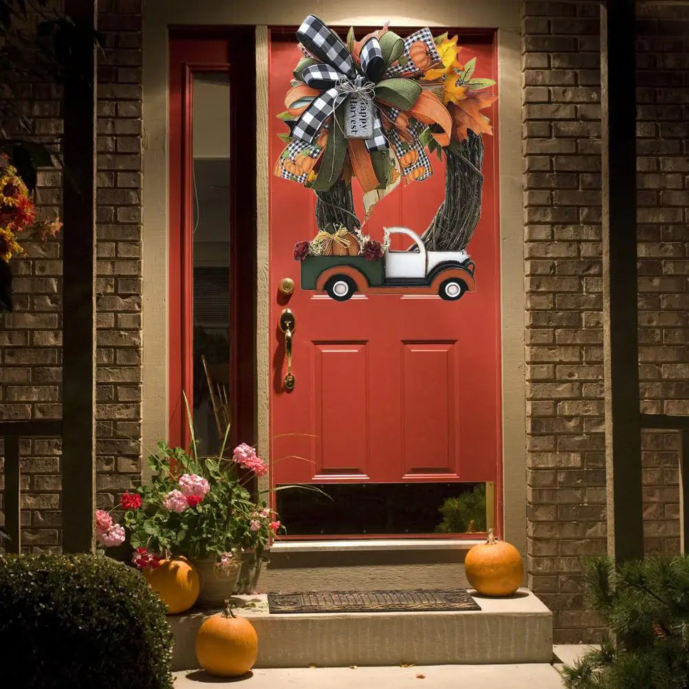 Pumpkin and Truck Farmhouse Wreath