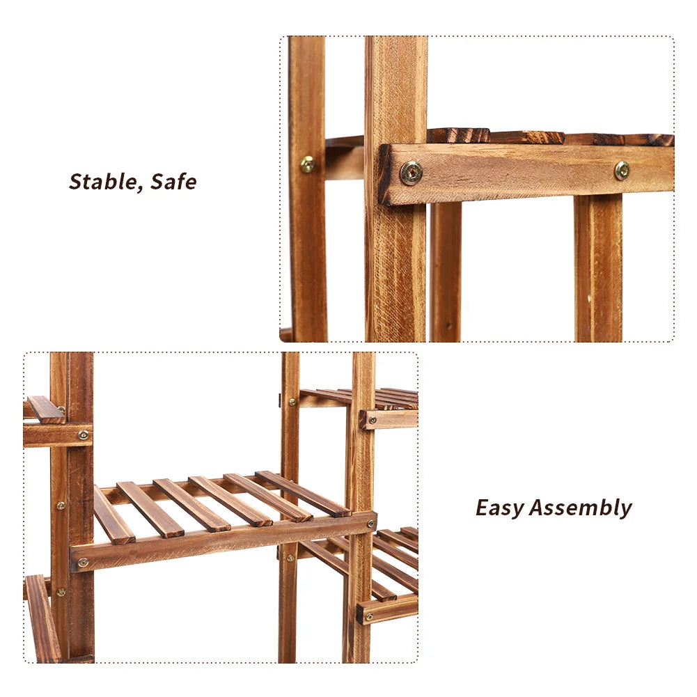 9 Tiers Heavy Duty Wooden Plant Stand