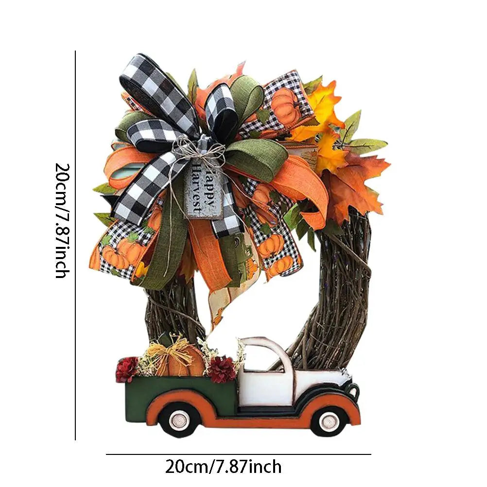 Pumpkin and Truck Farmhouse Wreath