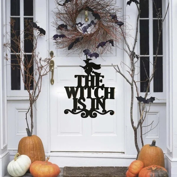 Halloween Door Decoration- "The Witch Is In" Hanging Sign