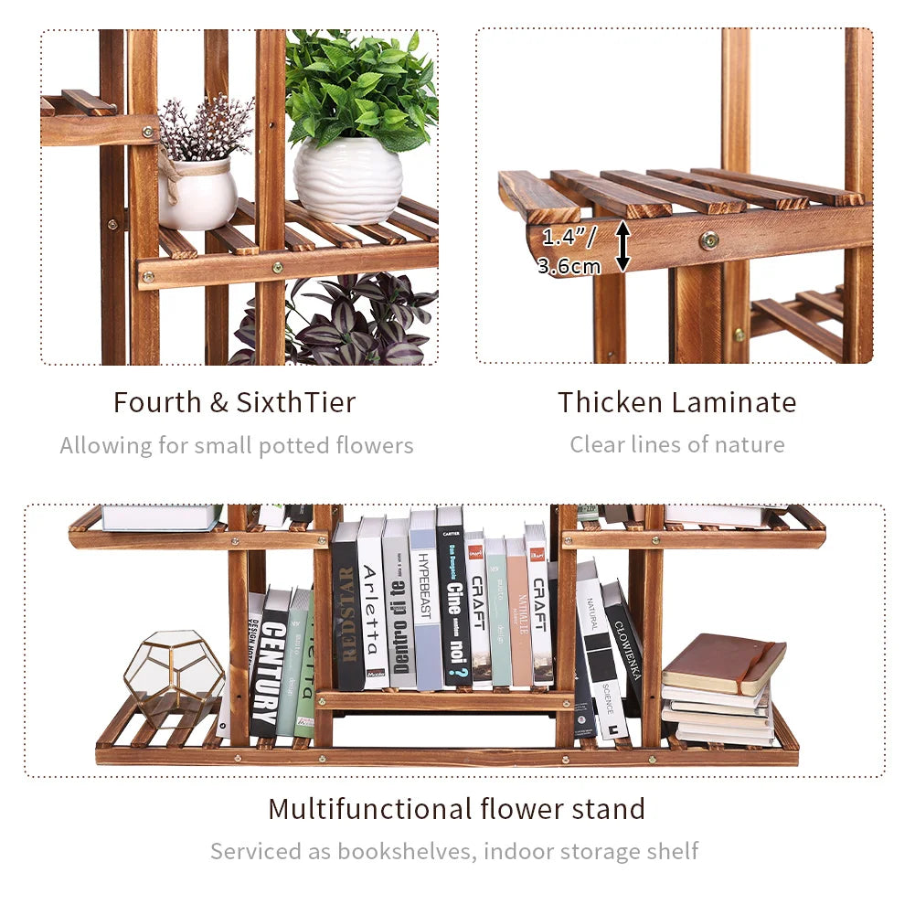 9 Tiers Heavy Duty Wooden Plant Stand