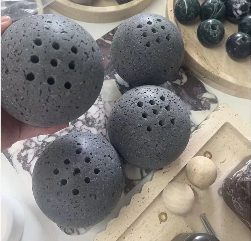 9 Holes Natural Travertine Incense Burner