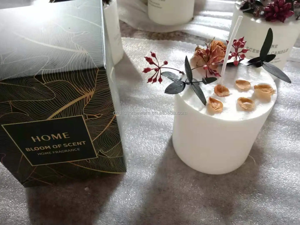 Organic Soy Wax Scented Candle with Dried Flowers