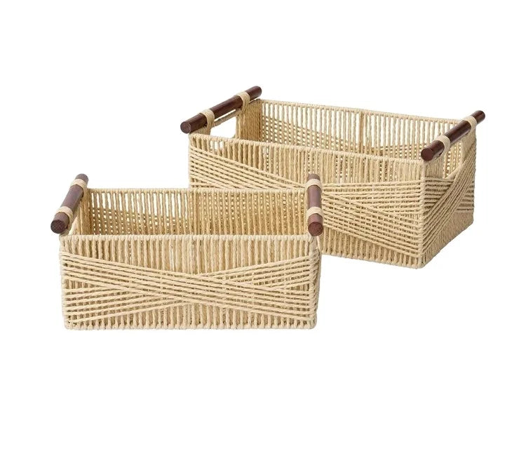 Paper Rope Rectangle Wicker Baskets