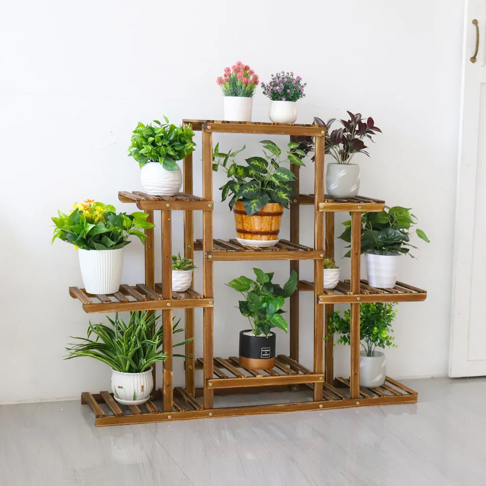 9 Tiers Heavy Duty Wooden Plant Stand