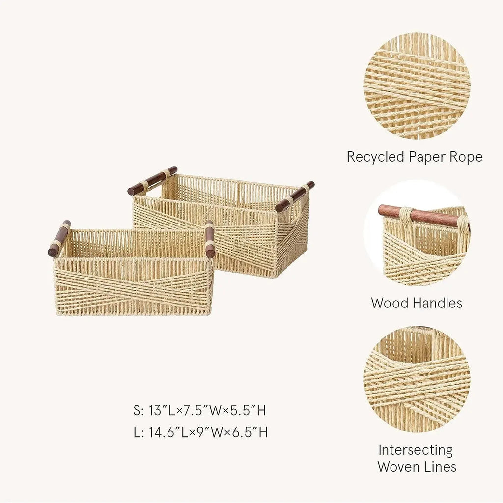 Paper Rope Rectangle Wicker Baskets