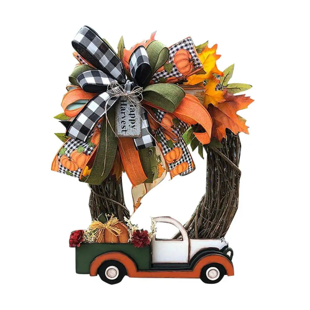 Pumpkin and Truck Farmhouse Wreath