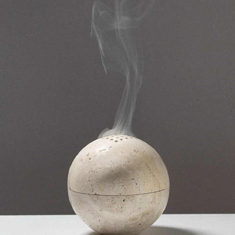 9 Holes Natural Travertine Incense Burner