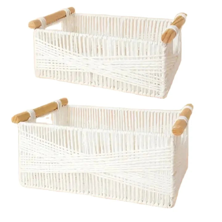 Paper Rope Rectangle Wicker Baskets