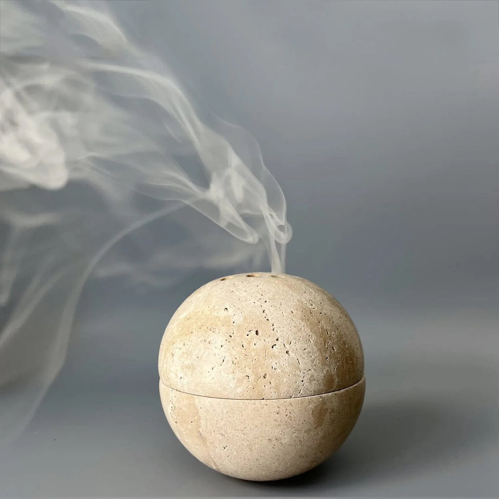 9 Holes Natural Travertine Incense Burner